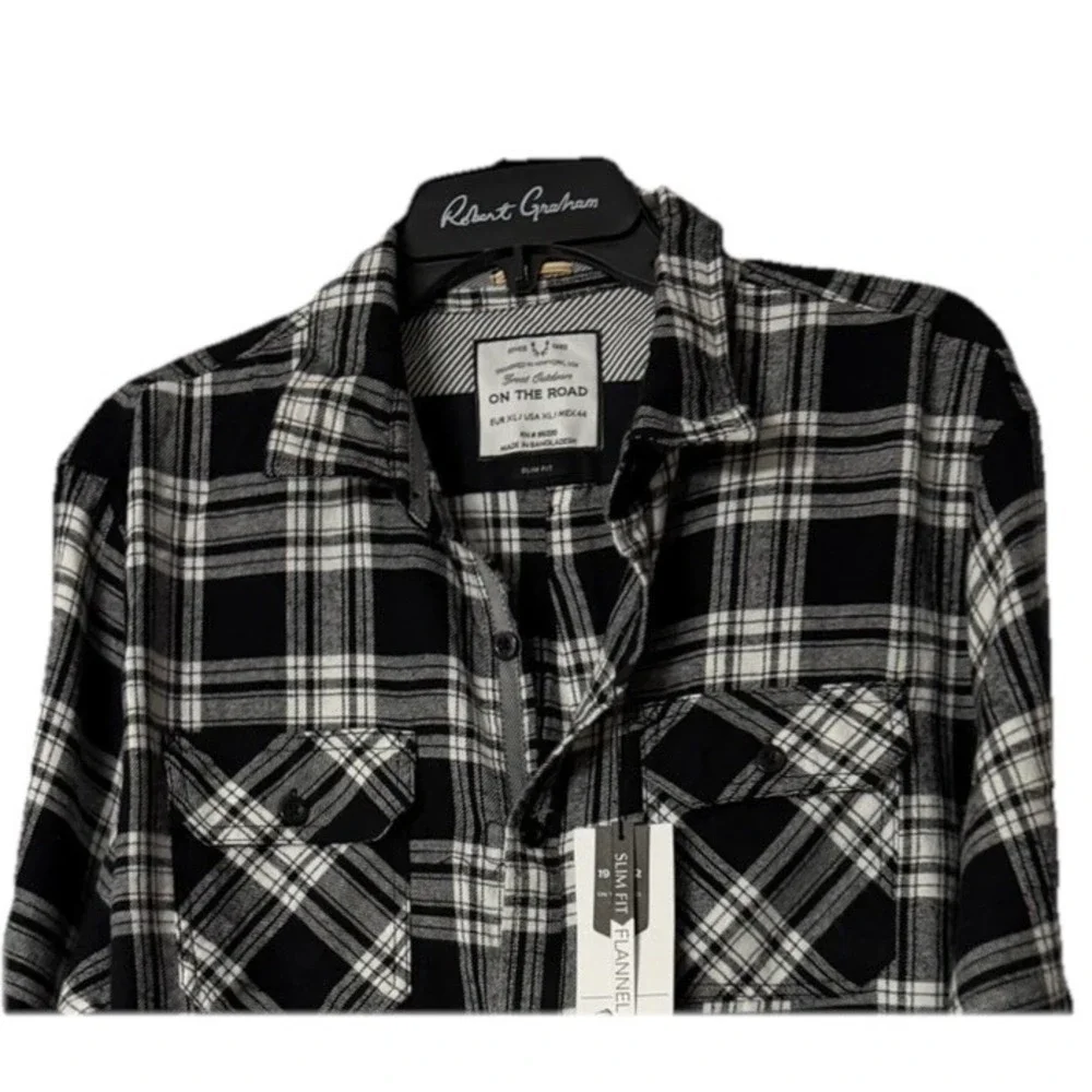 NWT On The Road Great Outdoors Mens Slim Fit Button Flannel Shirt Size XL - Picture 2 of 13